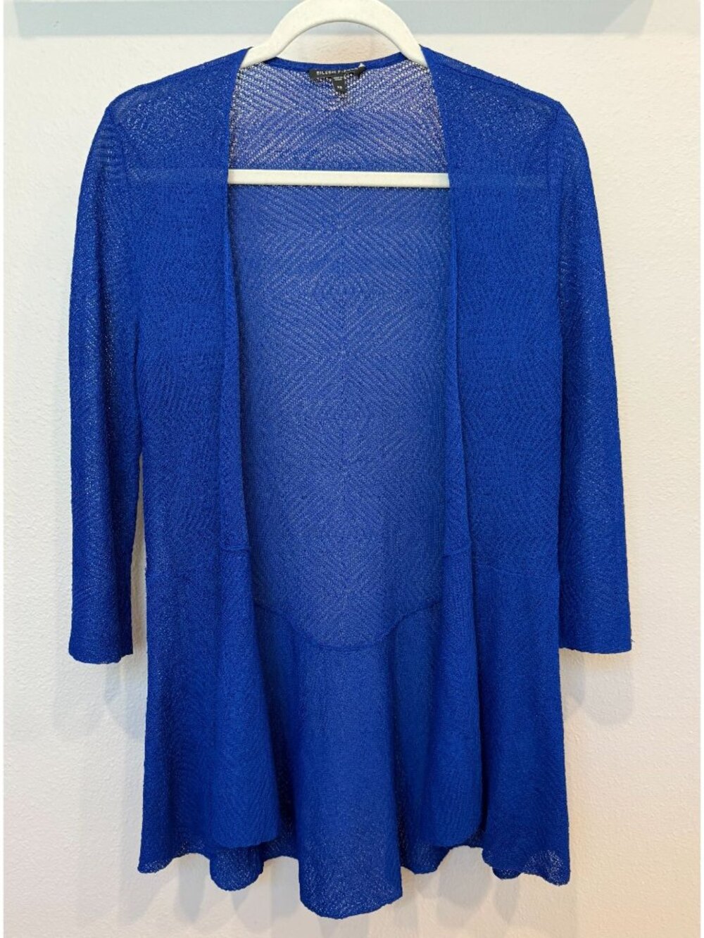 Eileen Fisher Women's Royal Blue Knit Cardigan Sweater XS 3/4 Sleeves Modern